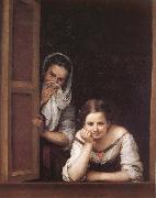 Bartolome Esteban Murillo Two Women in a fonster oil painting